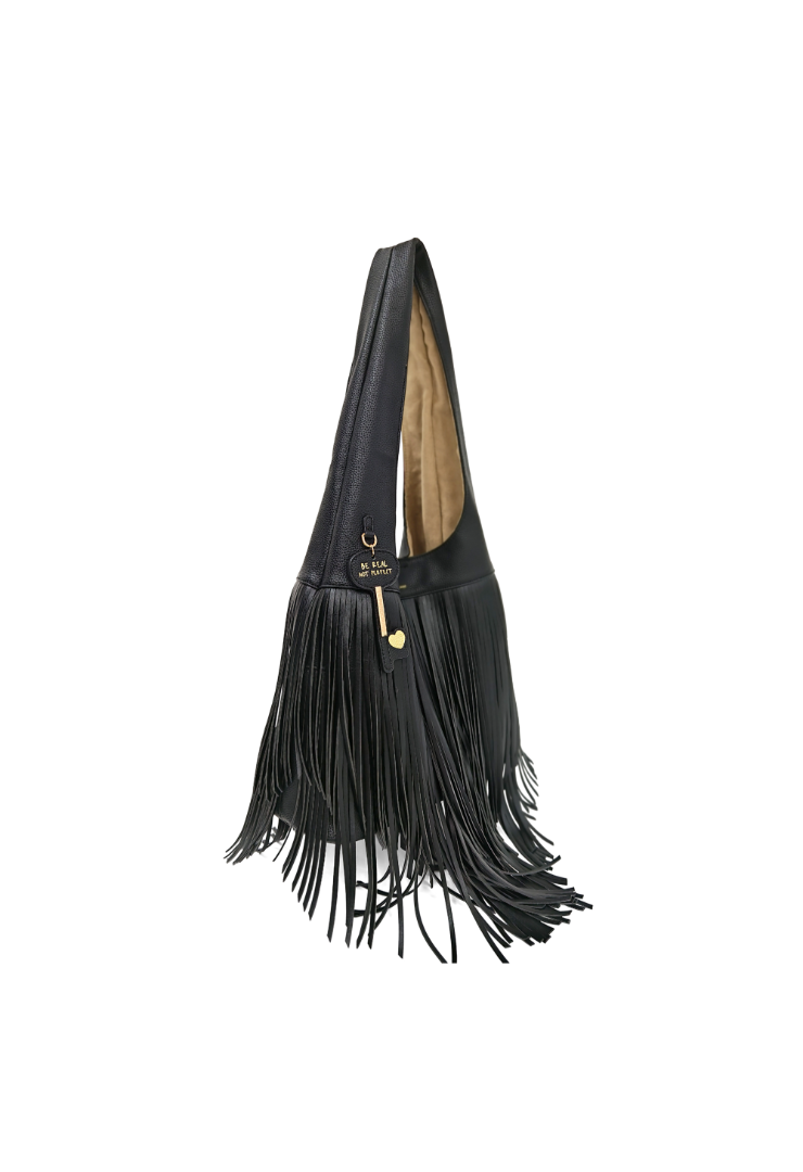 LE PANDORINE - Fringe shoulder bag with black fringes - Image 3