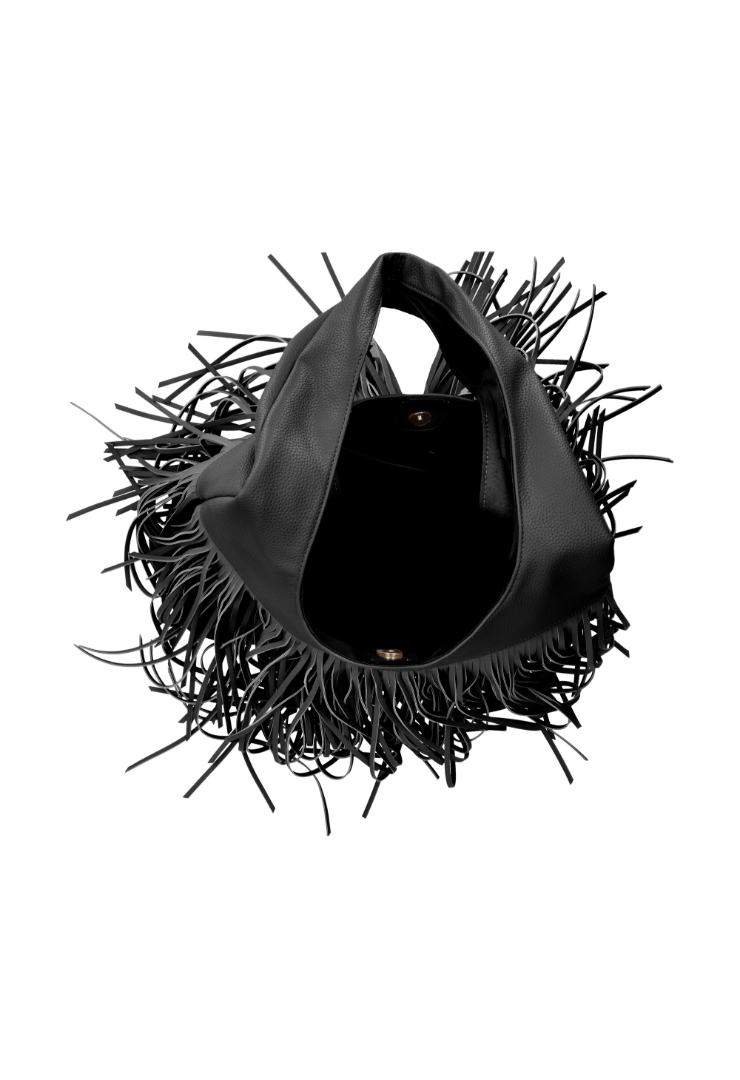 LE PANDORINE - Fringe shoulder bag with black fringes - Image 4