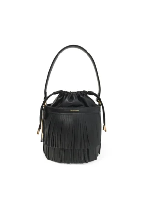 LE PANDORINE -  Fringe bucket bag with black fringes