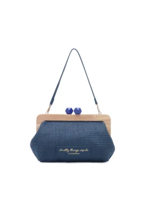 LE PANDORINE - Francy clutch bag with blue wooden closure