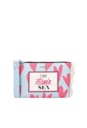 LE PANDORINE - Marina fabric clutch bag with fuchsia wristband
