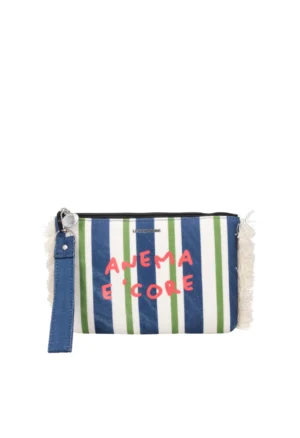 LE PANDORINE -  Navy clutch bag in fabric with blue wristband