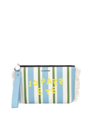 LE PANDORINE -  Marina fabric clutch bag with light blue wristband