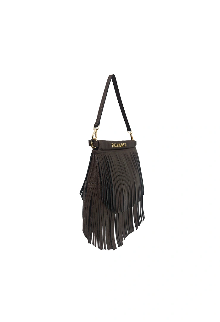 LE PANDORINE - Dallas shoulder bag with dark brown fringes - Image 3