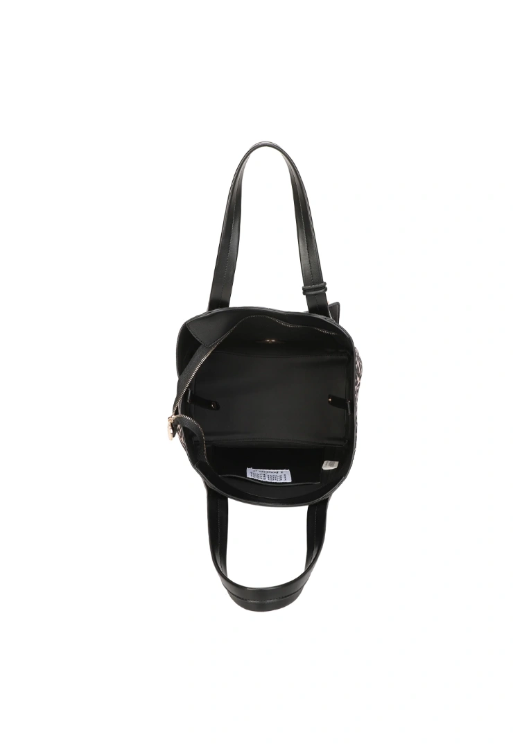 LE PANDORINE - Vicky shopping bag with dove grey animal print - Image 3