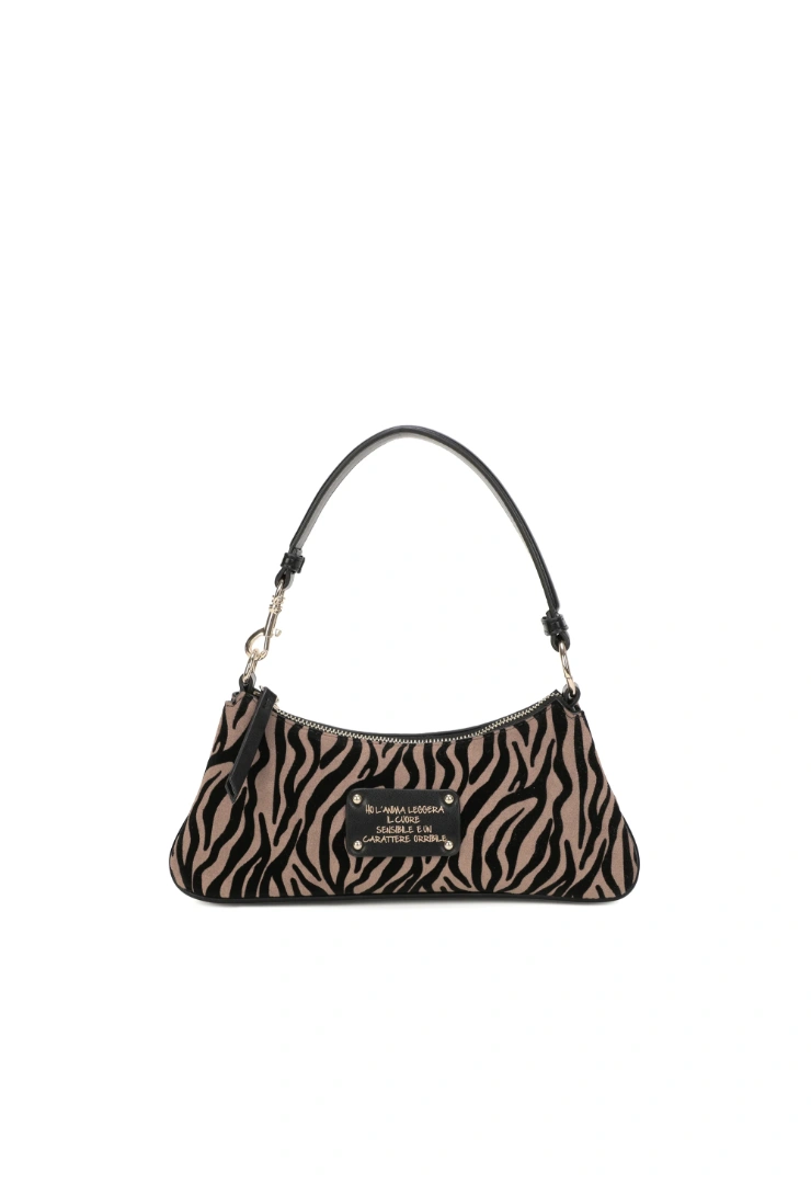 LE PANDORINE - Vicky shoulder bag with taupe animal print