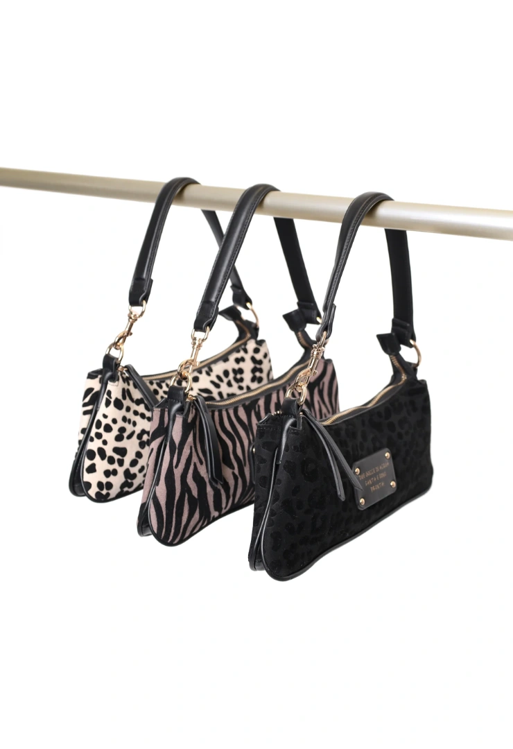 LE PANDORINE - Vicky shoulder bag with taupe animal print - Image 2