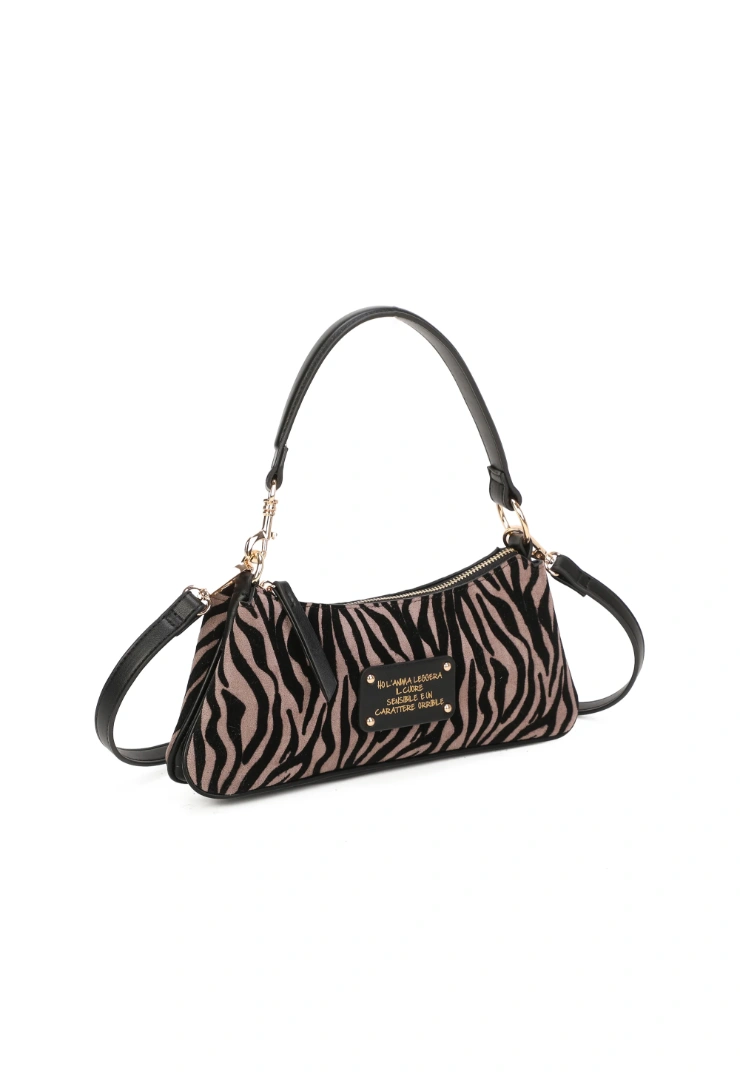 LE PANDORINE - Vicky shoulder bag with taupe animal print - Image 4