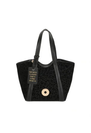 LE PANDORINE - Vicky shopping bag with animal print in black