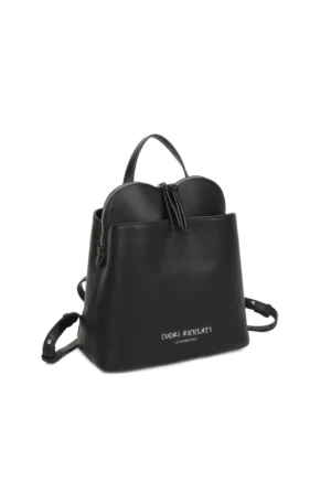 LE PANDORINE - Backpack with heart-shaped pocket in black