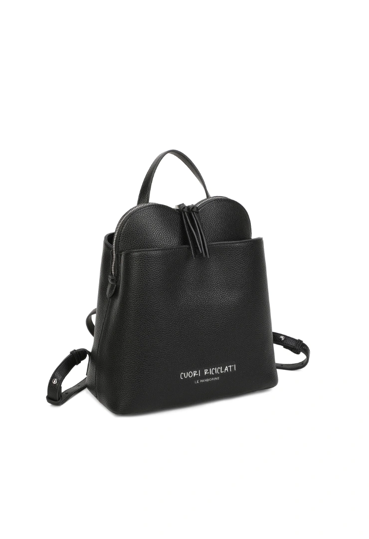 LE PANDORINE - Backpack with heart-shaped pocket in black